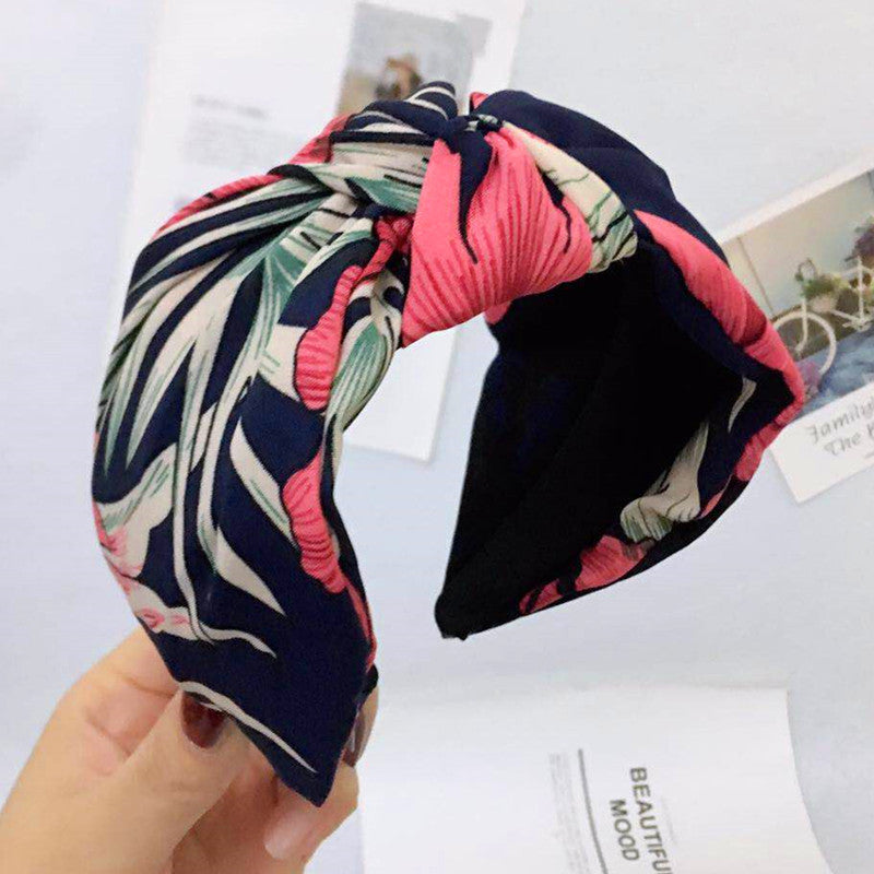 Simple Fabric Wave Point Wide Brim Hairpin Hoop Knotted Headband Headdress