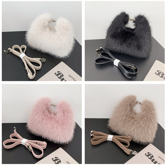 Autumn And Winter New Imitation Fox Fur Hand Holding Dinner Bag