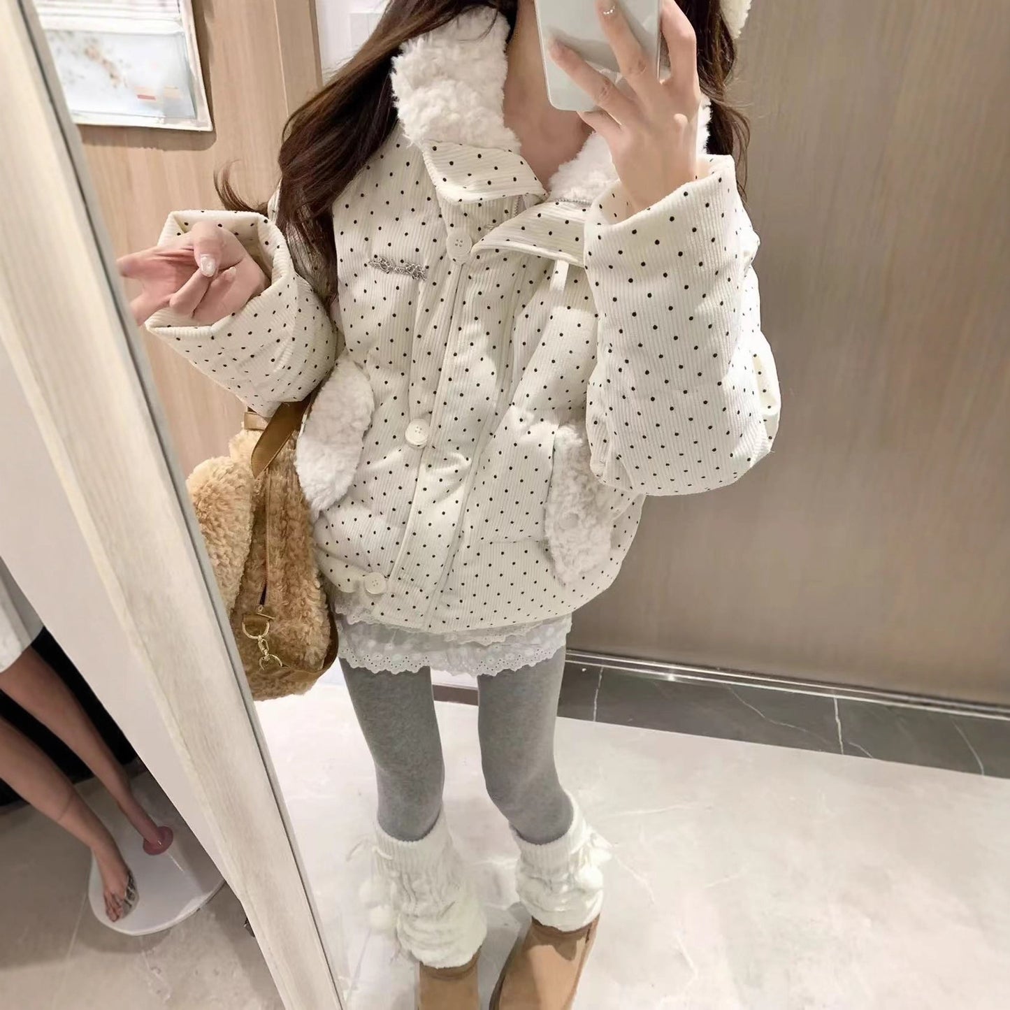 Thickened Warm And Age-reducing Fresh Sweet Stripes Cotton-padded Coat