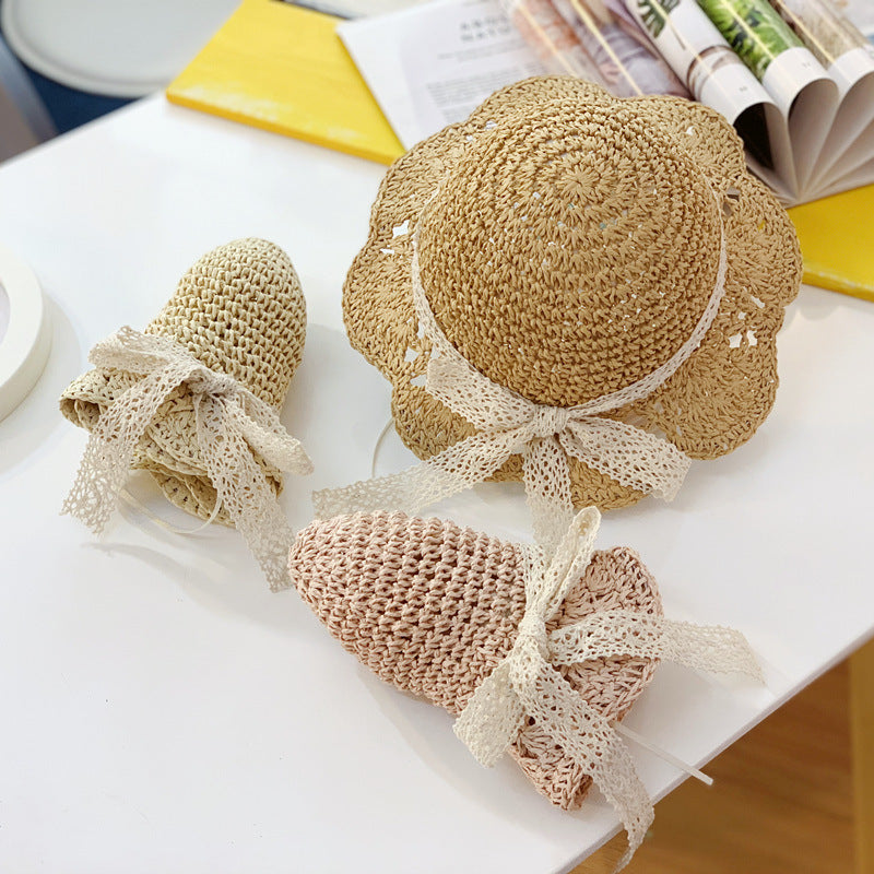 Children's Grass Bow Sunshade Hat
