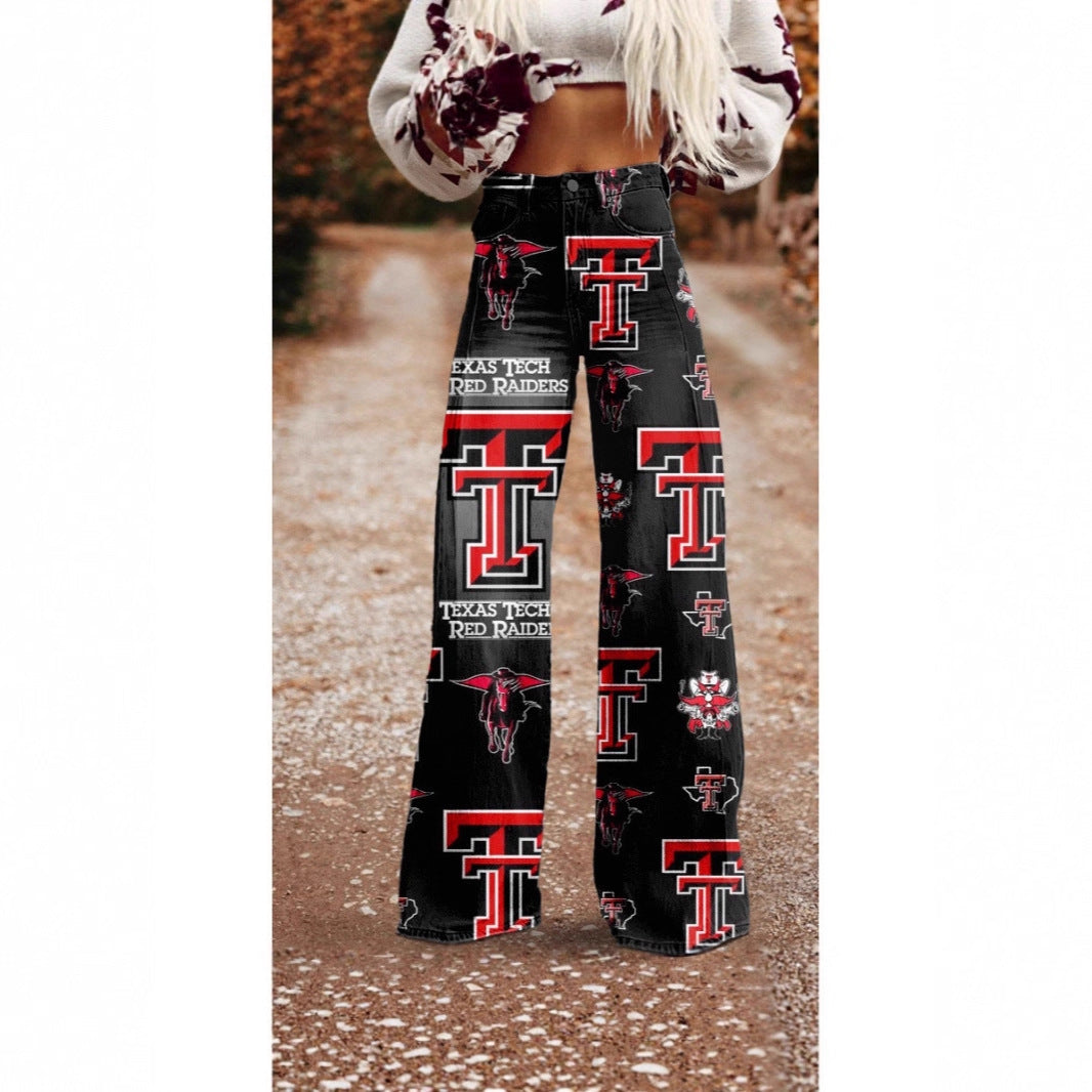 Digital Print Casual Versatile Plus-size Faux Denim Jeans 3D