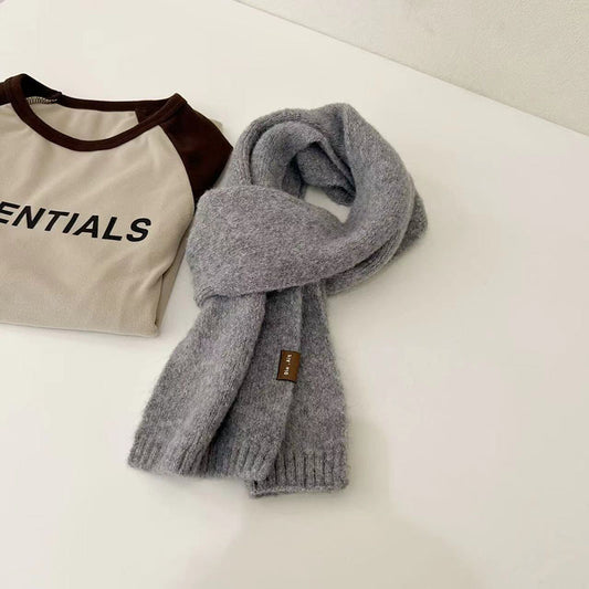 Children's Scarf Autumn And Winter Artificial Cashmere Clip Flower Solid Color