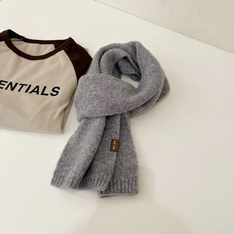 Children's Scarf Autumn And Winter Artificial Cashmere Clip Flower Solid Color