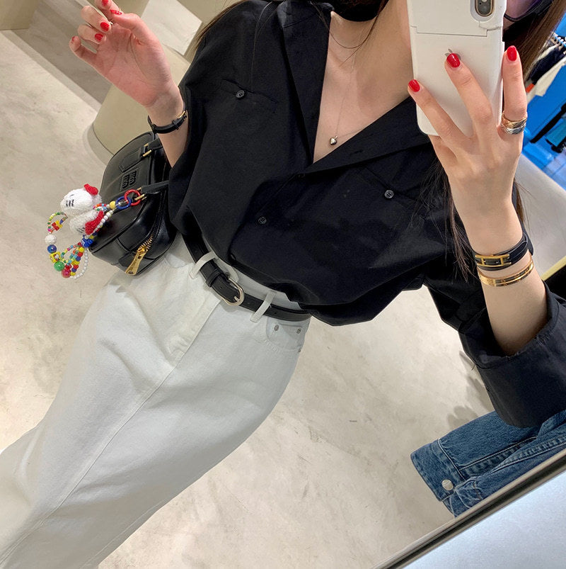 Fashion Korean Style Pure Color Slimming High Waist Back Denim Skirt