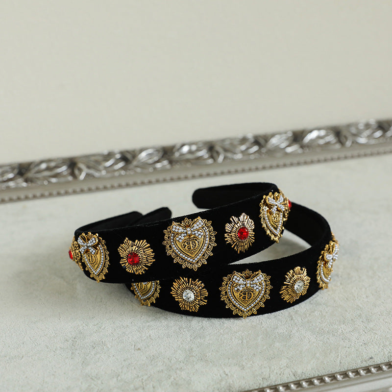 Ins Wind C Clip Chain Fabric Diamond Round Headband Women