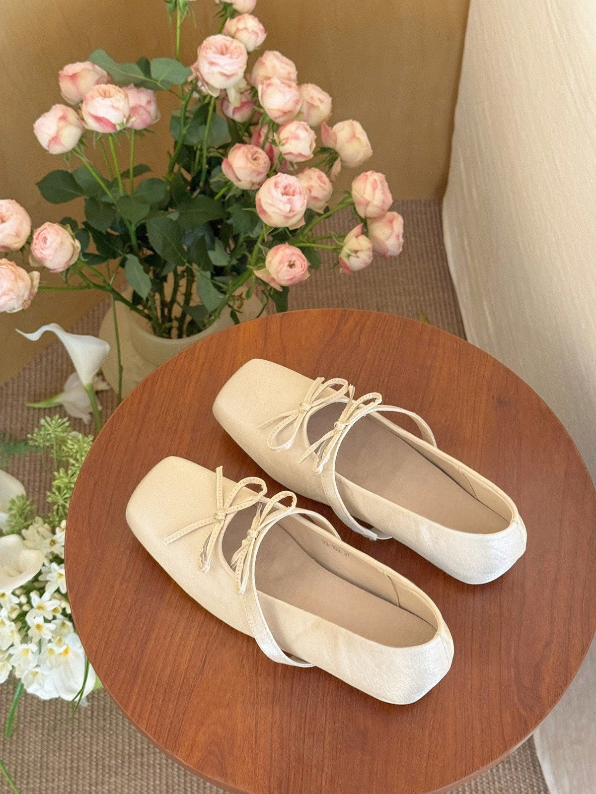 Bow Shoes With Hidden Heels Women's Shallow Mouth Mary Jane Shoes