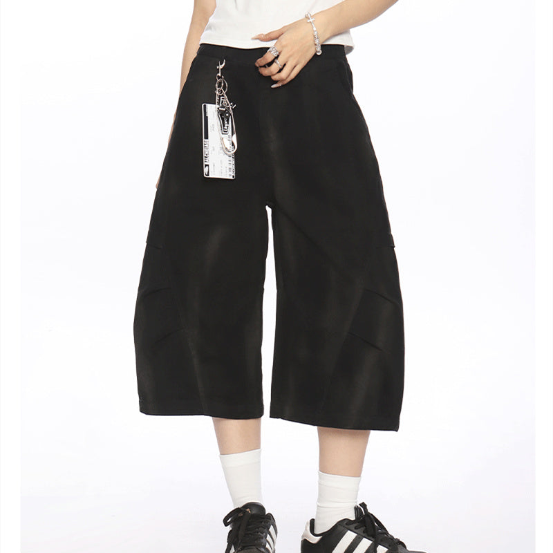 Female American Retro Dirty Dye Workwear Shorts