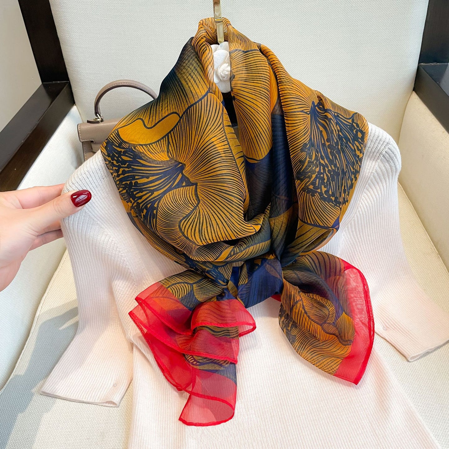 Thin Yourou Yarn Begonia Scarf Shawl