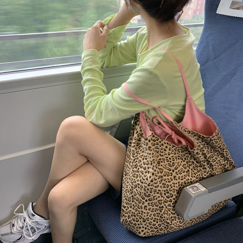 Women's New Leopard Pattern Patchwork Shoulder Bag With Large Capacity