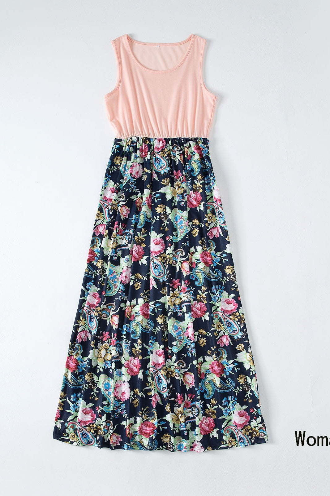 Fashion talje syninger print lang kjole forældre-barn outfit familie