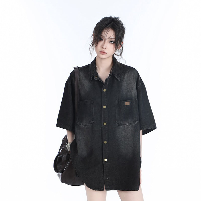 American Retro Heavy Wash Denim Short Sleeve