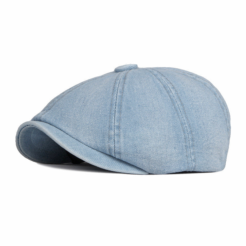 New Washed Denim Octagonal Hat For Women