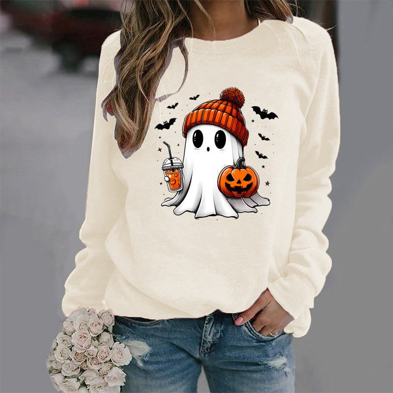 Halloween Rundhals Print Langærmet Sweater