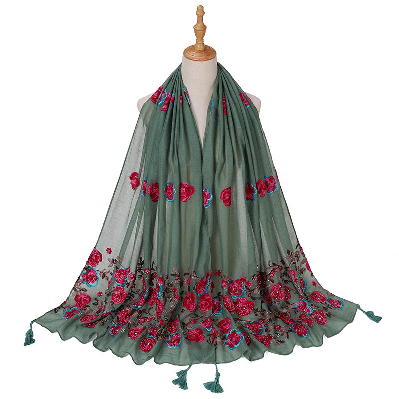 Ladies Travel Often Shawl Embroidery
