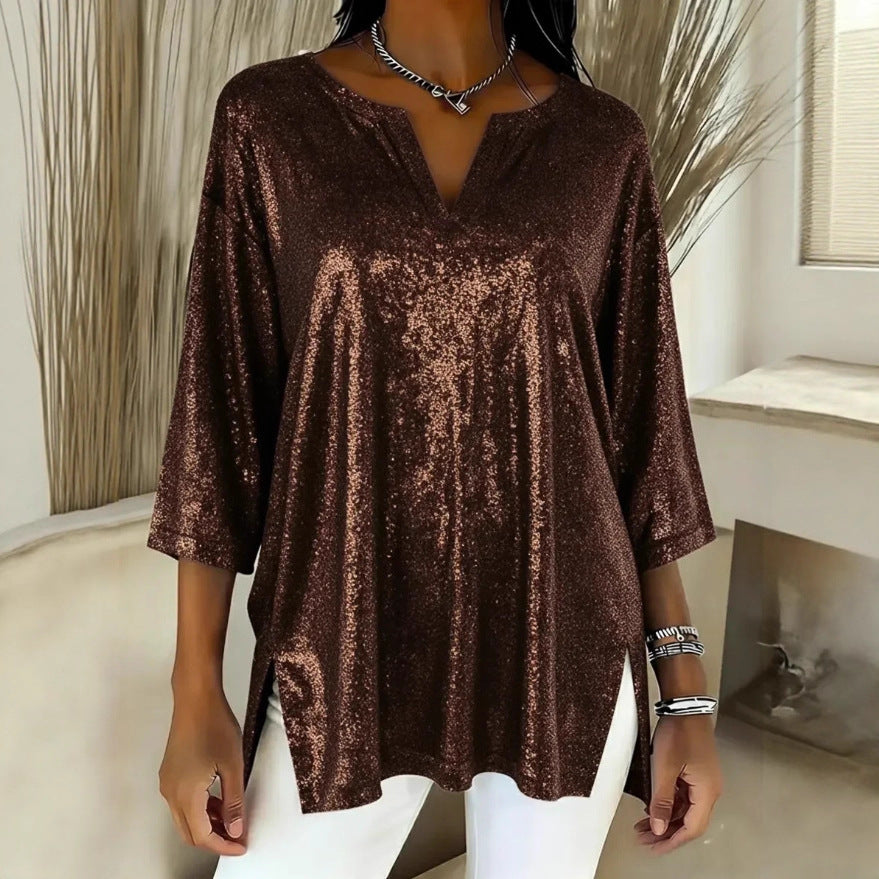 Independent Site Women's Shiny Christmas Long Sleeve Top