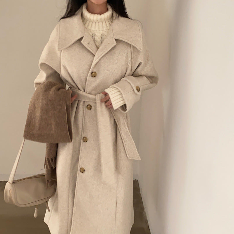 Temperament Long Woolen Coat