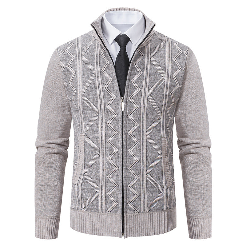 Efterår Vinter Herre Uld Sweater Cardigan Frakke Ståkrave
