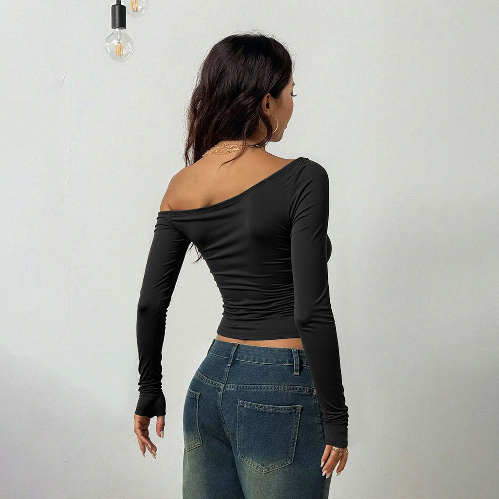 Black Sexy Off-shoulder Halter Hot Girl Hollow-out Cross Strap Design Niche Crop Top