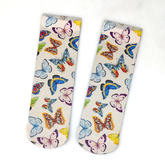 Autumn And Winter Medium Tube Stockings Elastic Retro Print Calf Socks Big Flower Pattern