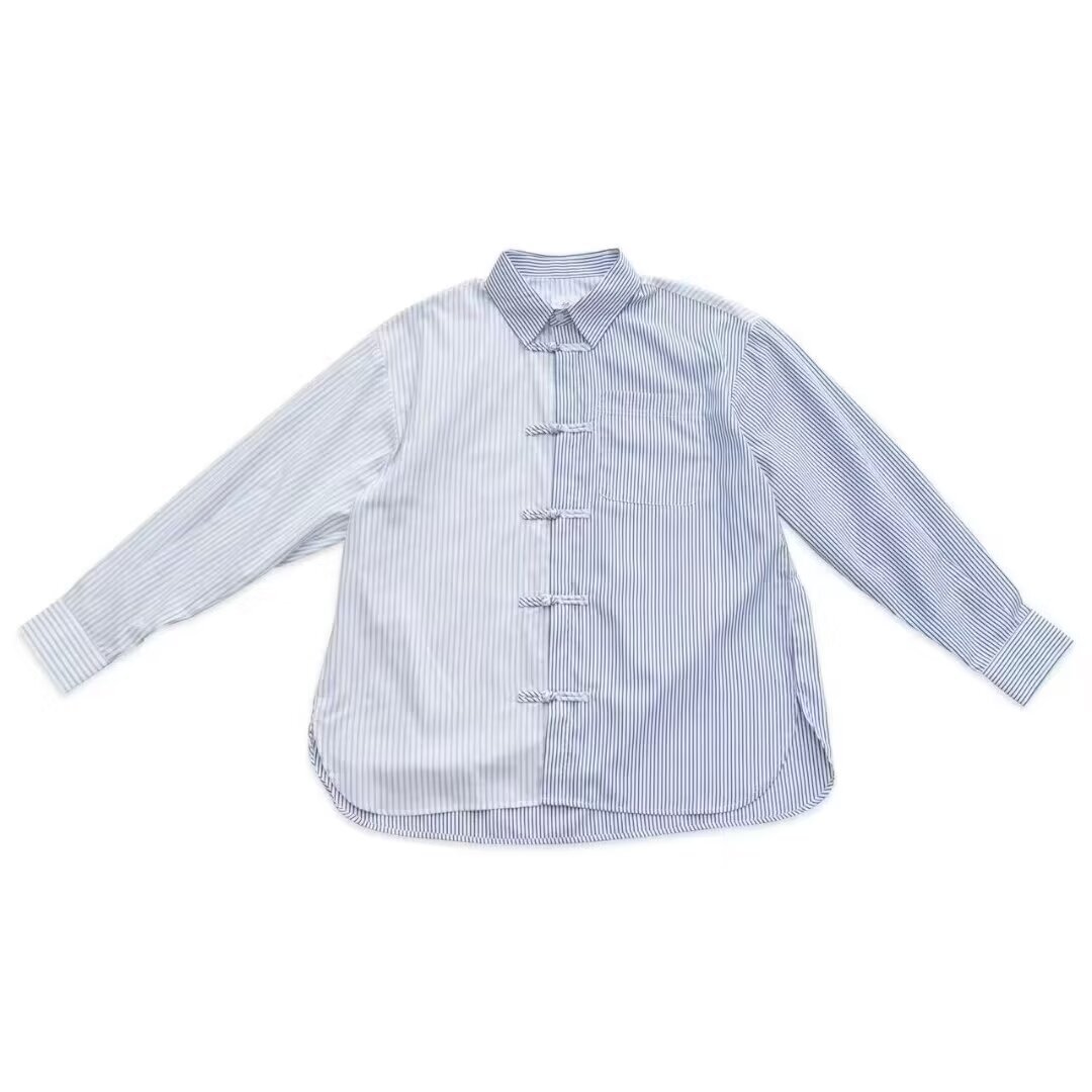 Striped Patchwork Button Front Shirt