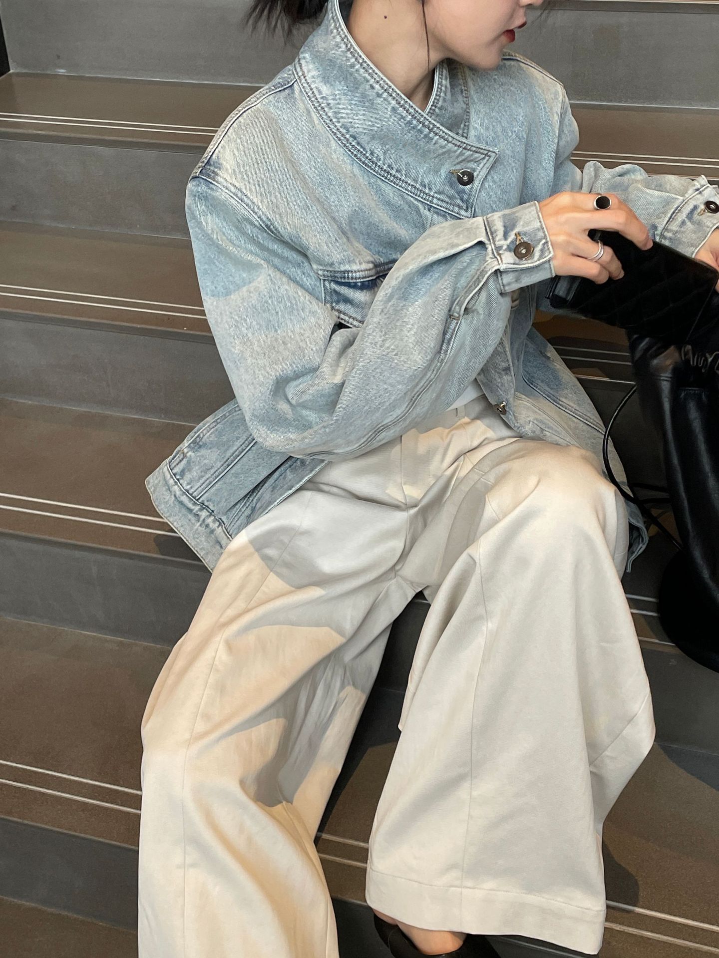 Loose All-match High Waist Commuter Straight-leg Trousers