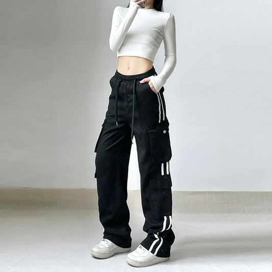 Hip-hop stribet overalls med farvekontrast