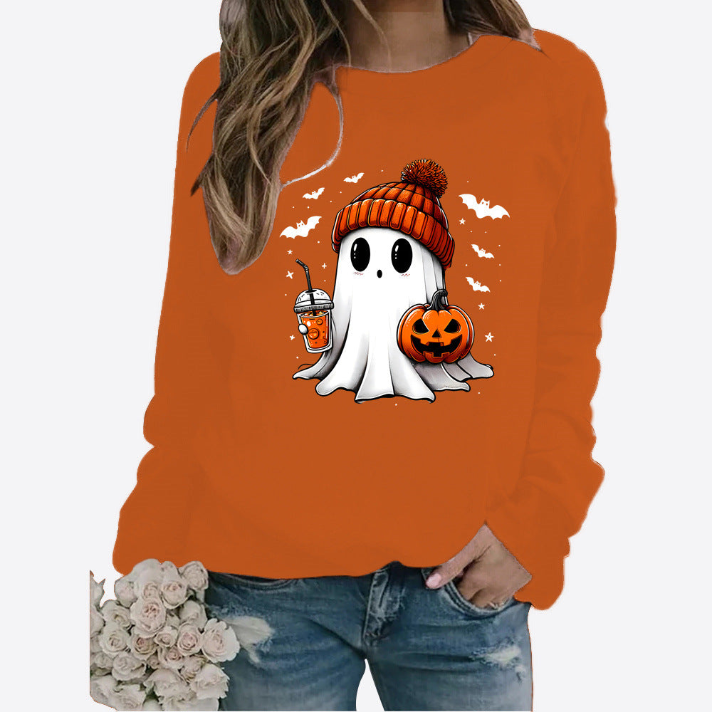 Halloween Rundhals Print Langærmet Sweater