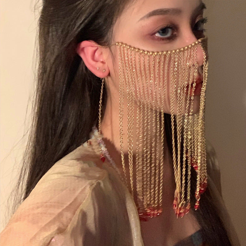 Ins Wind Retro Exotic Princess Temperament Pearl Drop Fringe Hair Accessory