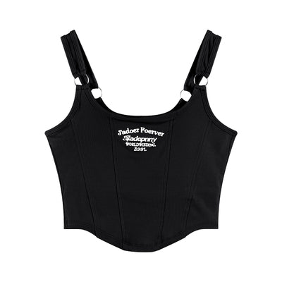 Letter Embroidery Small Suspender Vest Women Slim Short Outer Wear Top