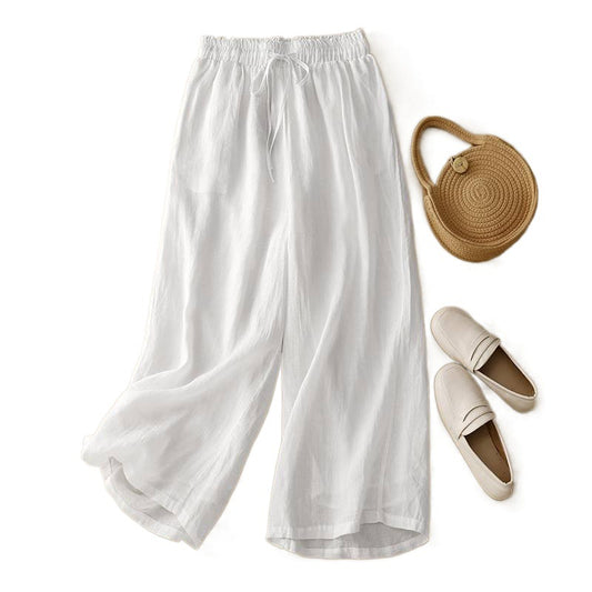 Cotton And Linen Art Retro Double-layer Wide-leg Pants