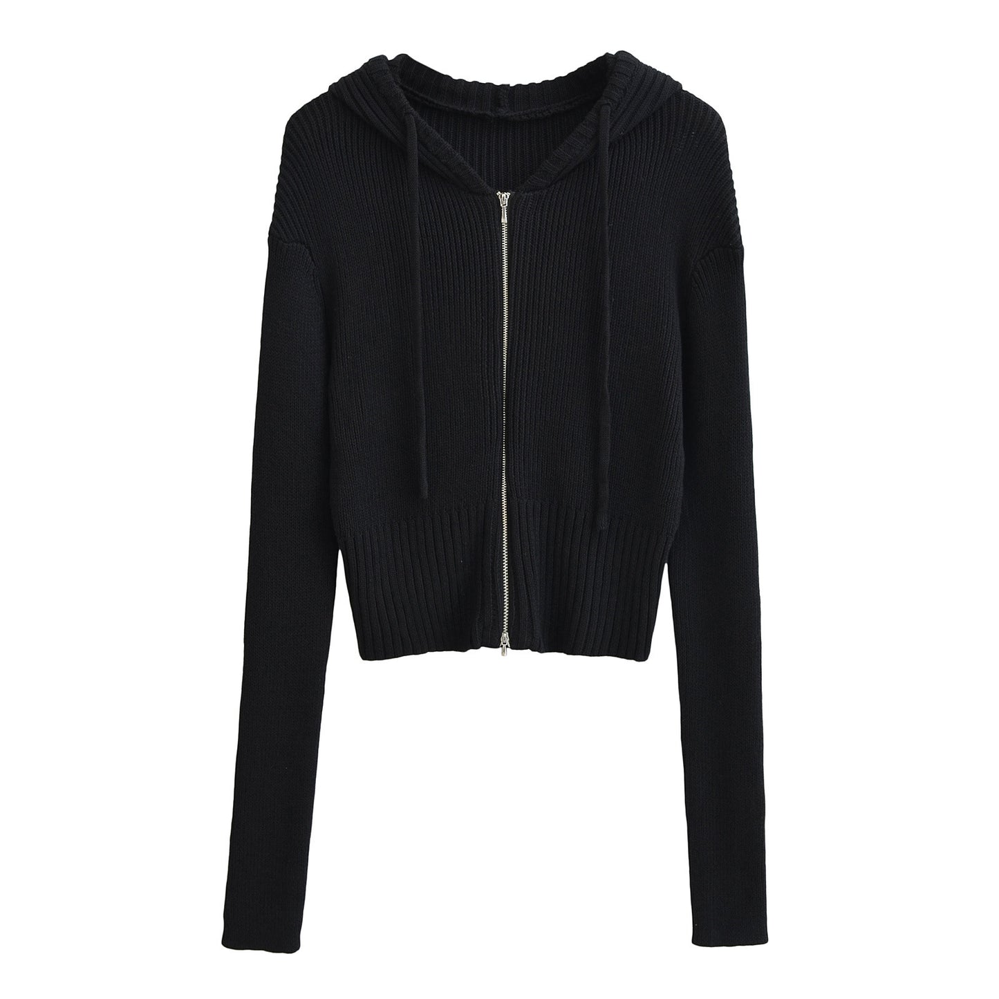 Women's American-style Hooded Zipper Knitted Cardigan Early Autumn New Short