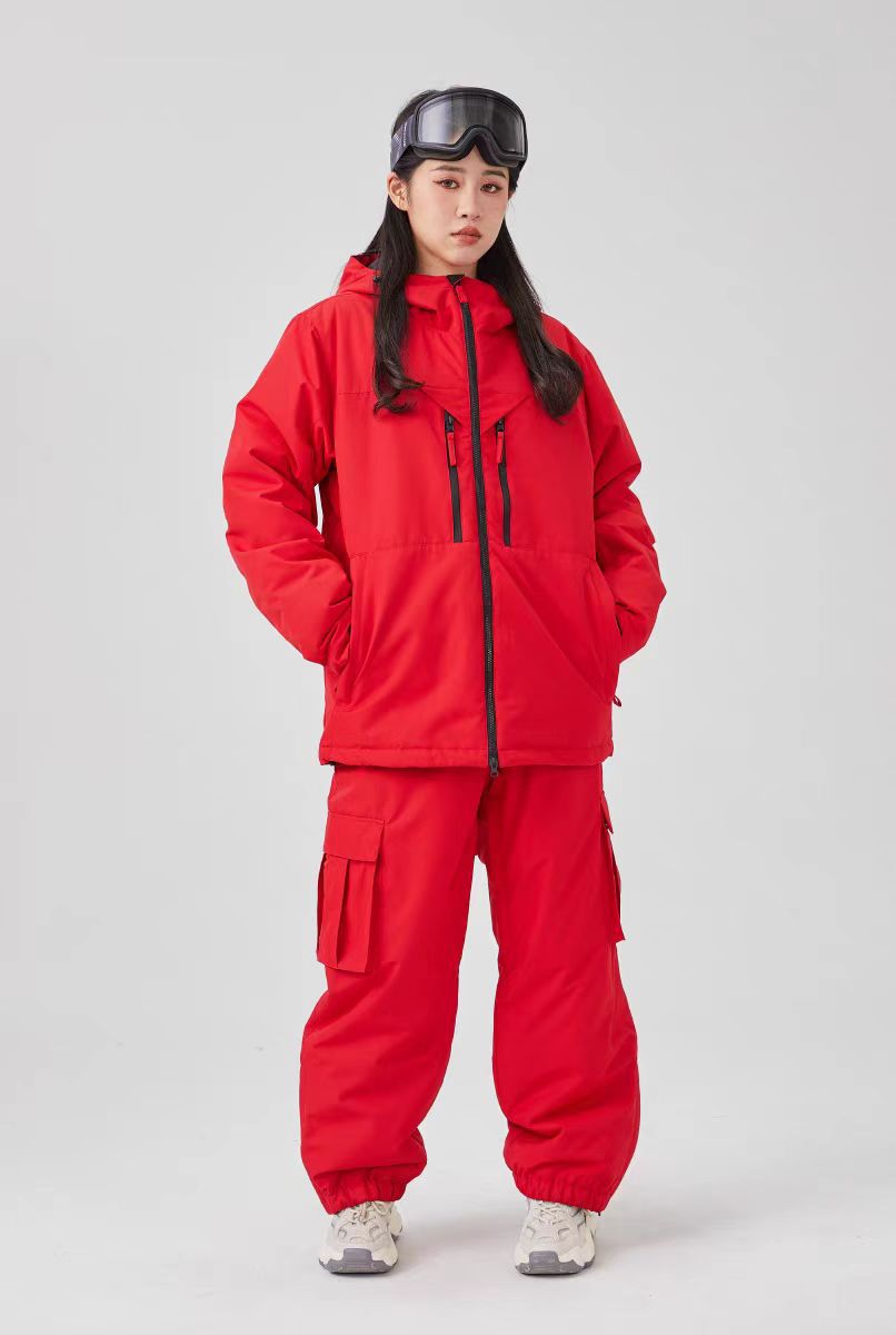 White, Padded, Waterproof, Loose-fitting Top-and-pants Set