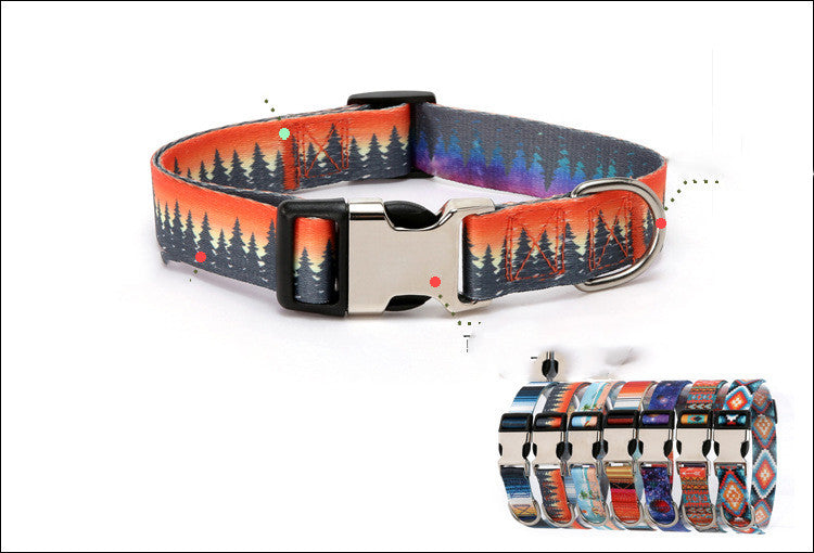 Collar Pet Dog Rope Ethnic Style Striped Forest Polyester Cotton