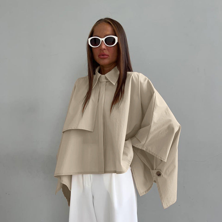 Dame Casual Flagermusærme Cardigan Skjorte