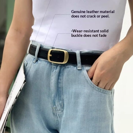 Genuine Leather All-Match Belt With Pin Buckle Fashionable Decorative Jeans Belt Made Of Cowhide