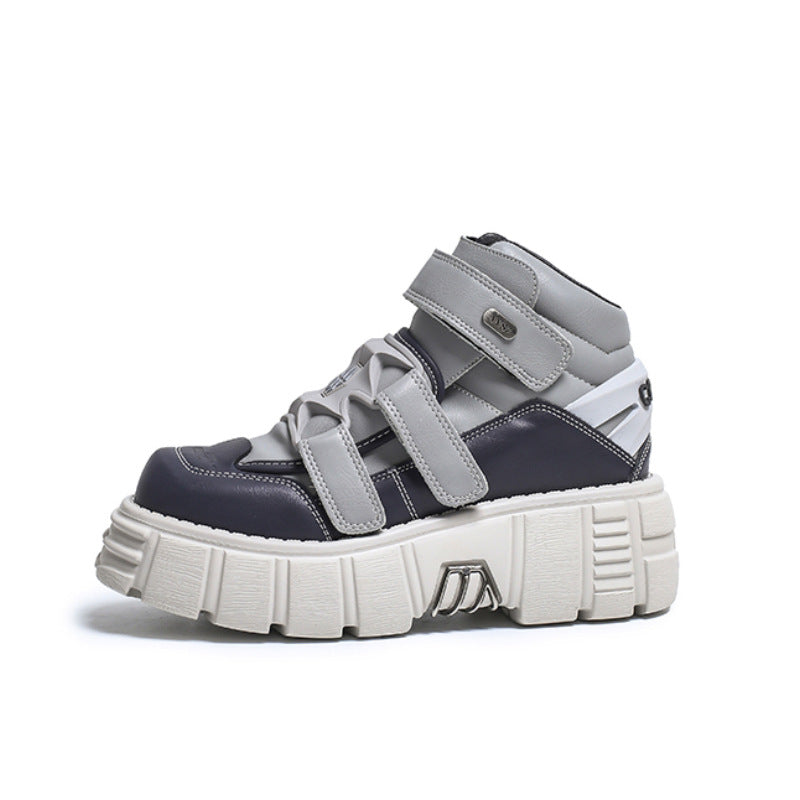 Spring And Autumn New Spanish Retro Punk Contrast Color Platform Thick Bottom Shoes
