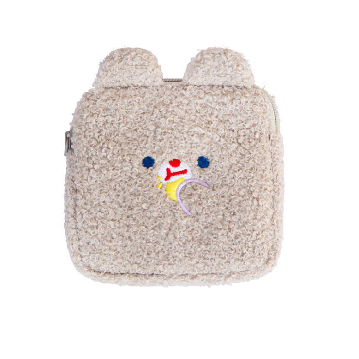 Large-capacity Sanitary Napkin Bag Plush Embroidery Menstrual Bag