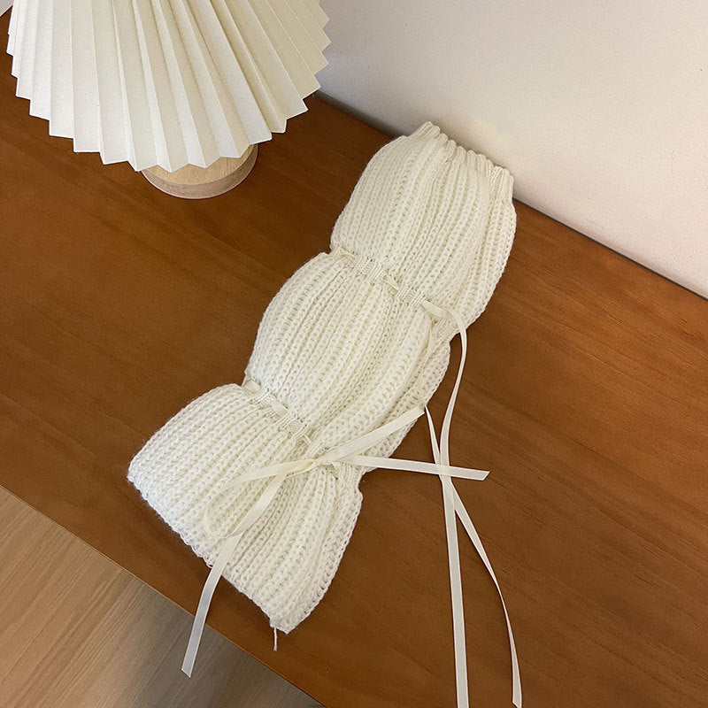 Puff Lantern Blonde Snørelukning Strikket Pigesok