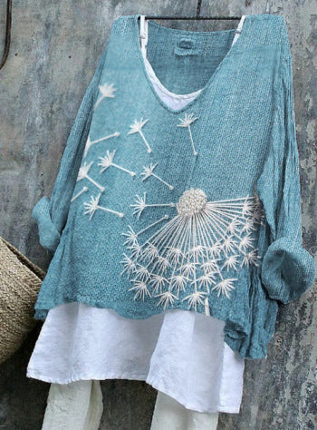 3D Digital Print Women's Crew Neck Fashionable Long Sleeve