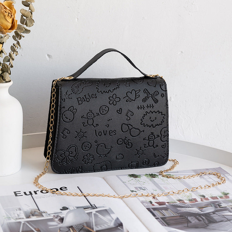 Præget Crossbody Håndtaske til Kvinder med Kæde