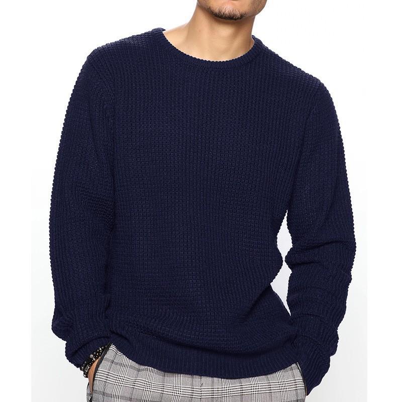 Langærmet sweater til mænd med rund hals, afslappet og løs pasform