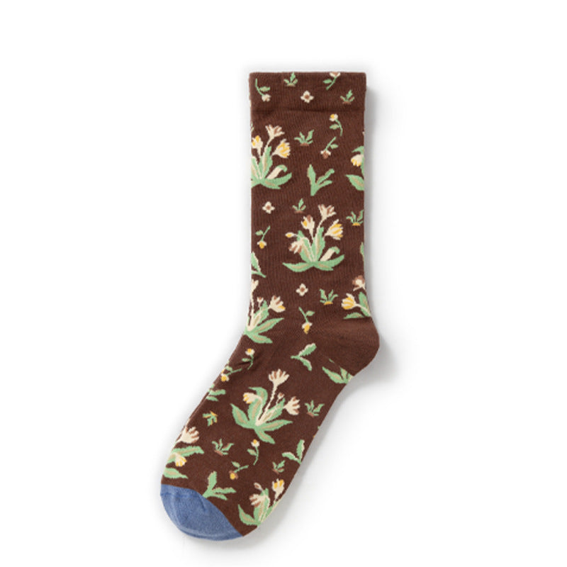 Retro Trendy Autumn And Winter Abstract Art Socks Europe And America Creative Combed Cotton