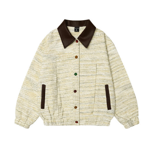 Men's Woven Loose Stitching Dark Jacquard Jacket