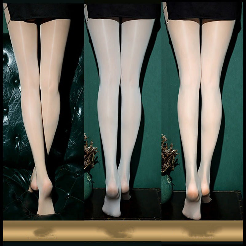 Black Sexy Oily Stockings Women's Summer Ultra-thin Pearl Shiny Gold  Crotch Bottoming Panty Socks Net Red Tide