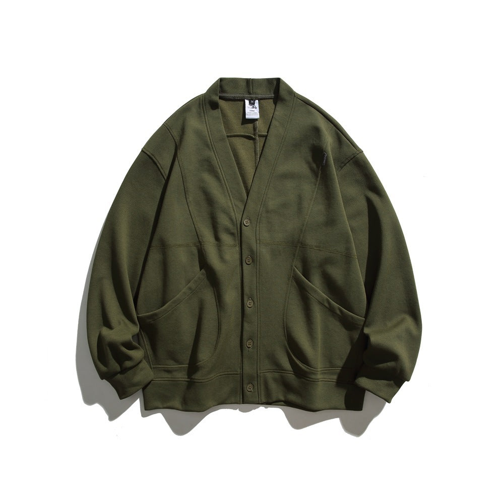 Autumn New Four-color V-neck Cardigan Casual Jacket For Men