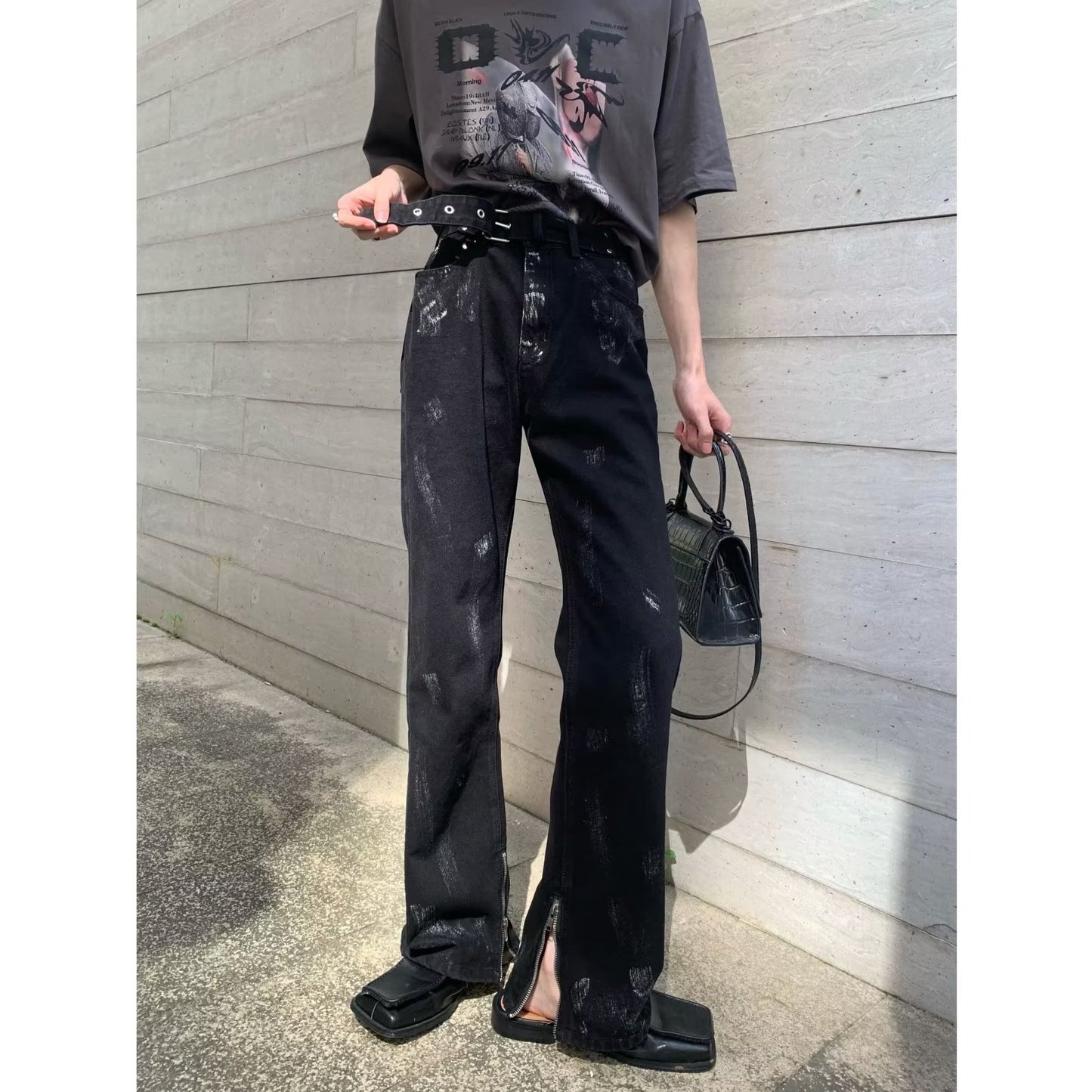 Design Sense Zippered Split Jeans