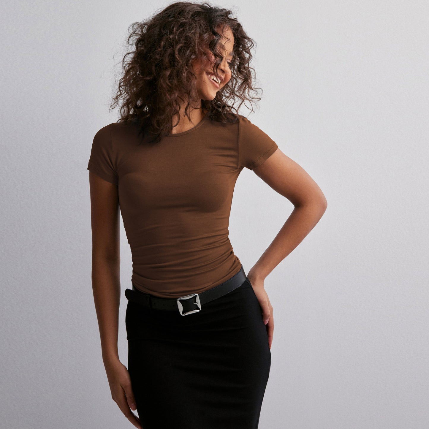 Women's Spring And Summer Solid Color Top Slim Slimming Short-sleeved T-shirt