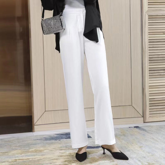 European And American Acetate Satin Straight Wide Leg Pants For Women