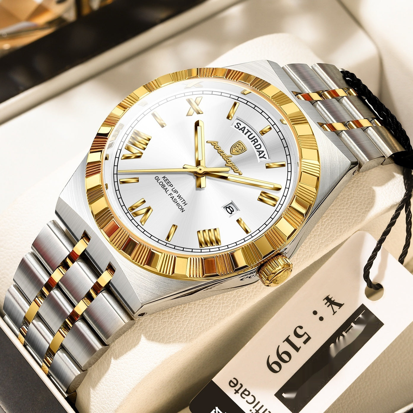 Trendy Men's Night Light Waterproof Watch