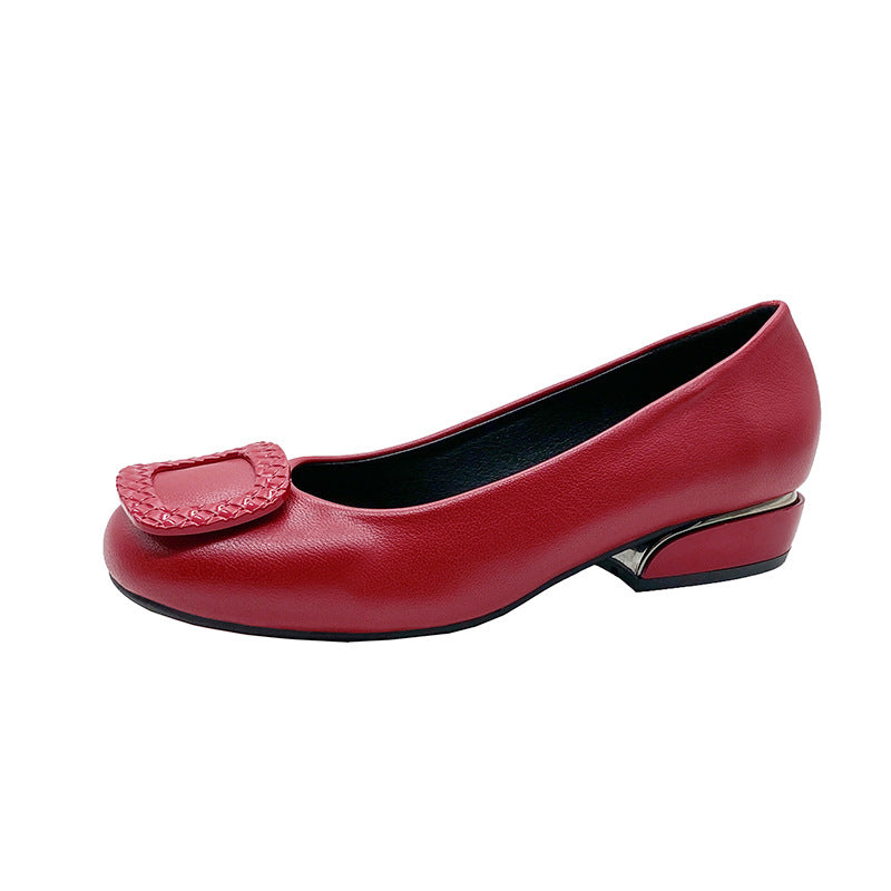 Nye afslappede enkle slip-on sko med firkantet spænde, mellem og lav hæl